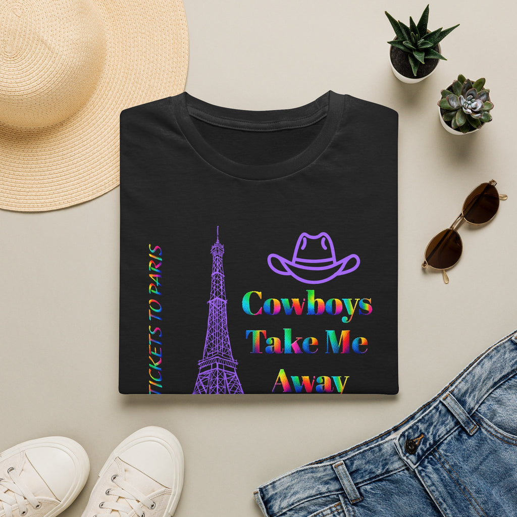 Stampede Pride | Rainbow Tee | Cowboys Take Me Away T‑Shirt — Eiffel Tower