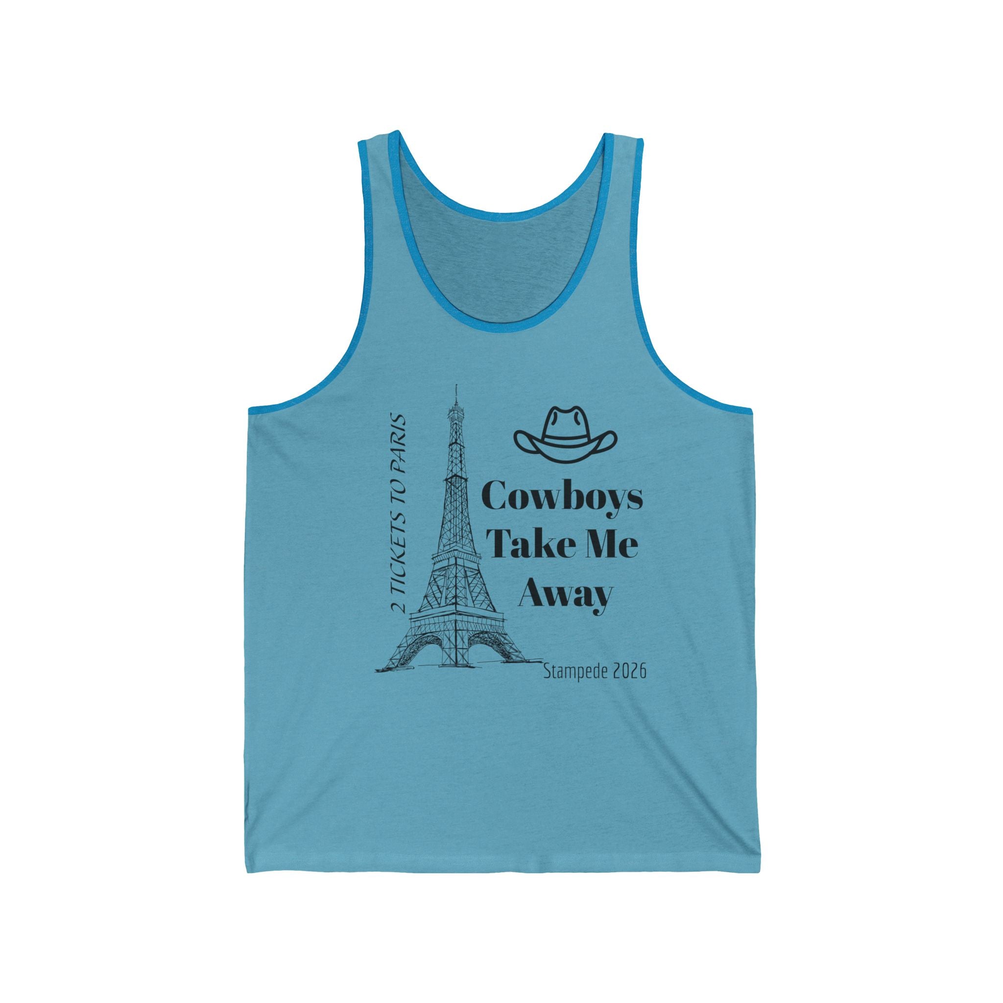 Stampede Pride | CowboyTake Me Away Tank Top – Paris Eiffel Tower Cowboy Hat Graphic
