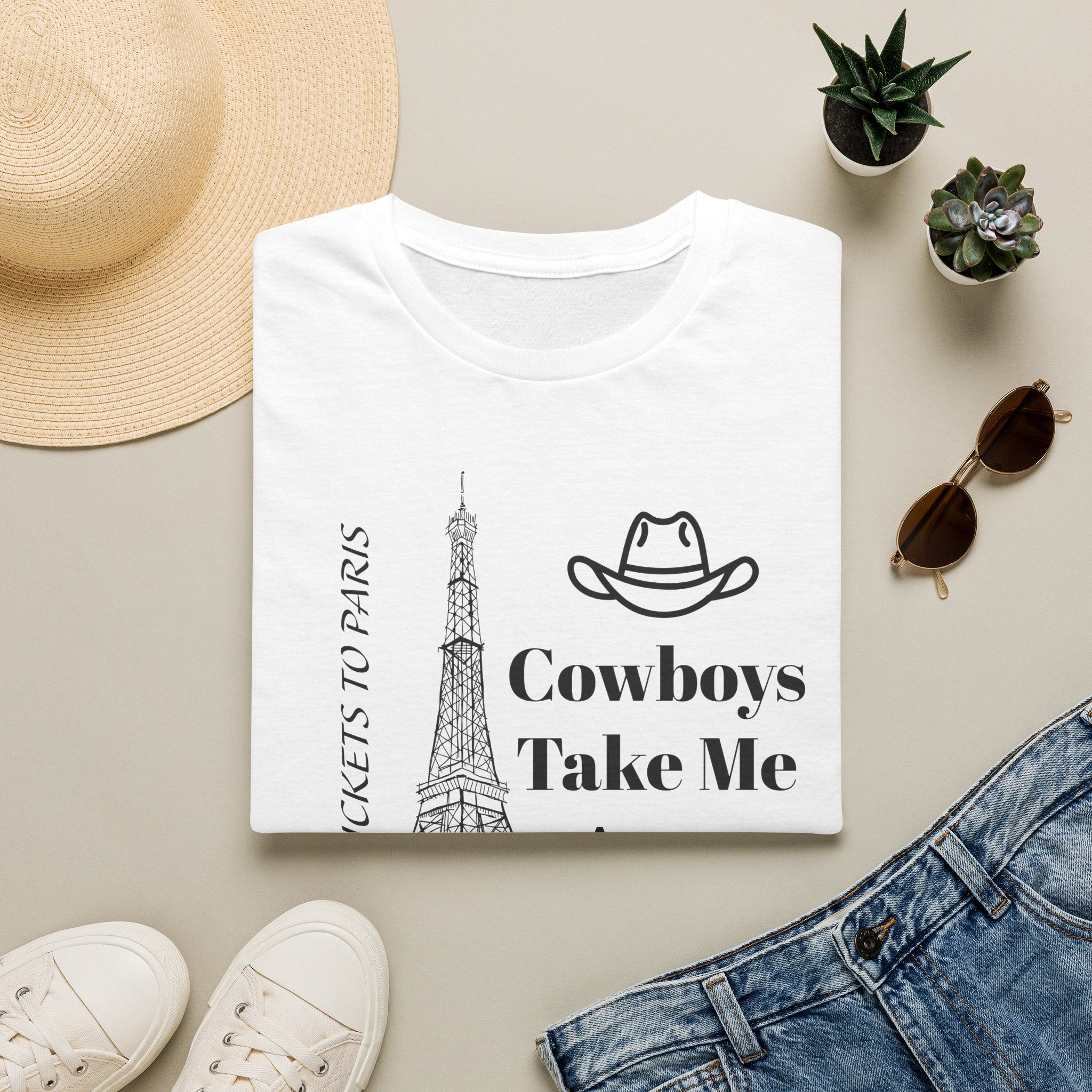 Stampede Pride | Cowboys Take Me to Paris Tee — Paris Eiffel Tower Cowboy Hat Graphic T-Shirt