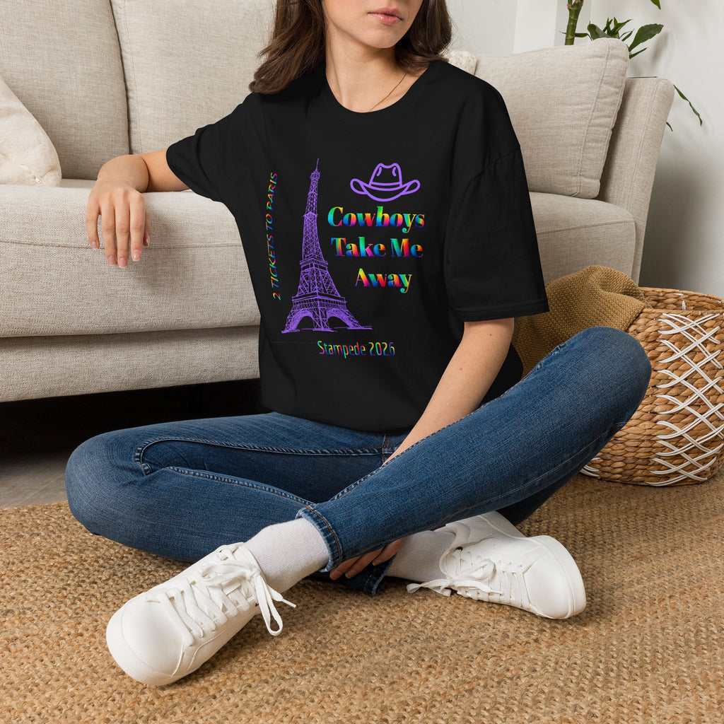 Stampede Pride | Rainbow Tee | Cowboys Take Me Away T‑Shirt — Eiffel Tower