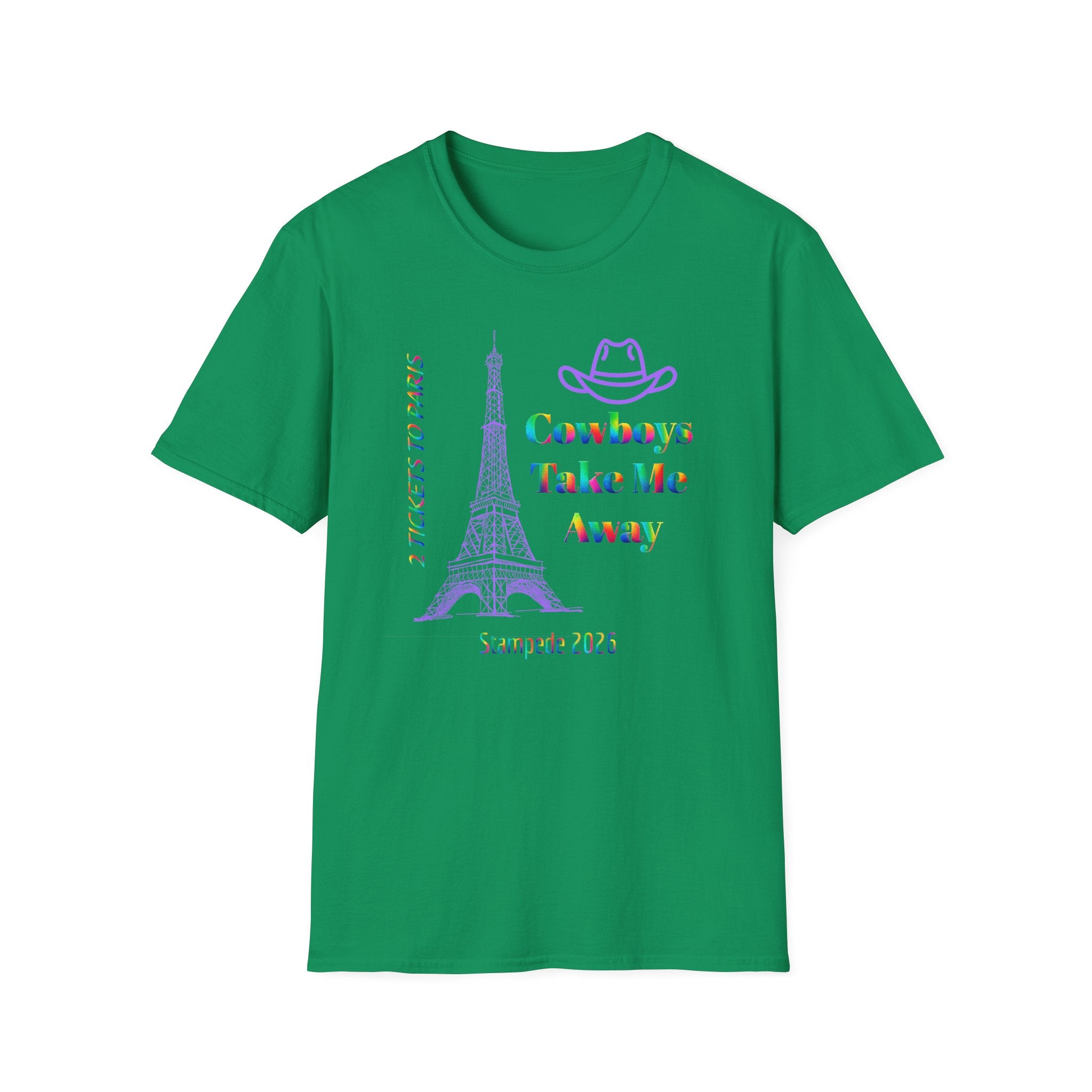 Stampede Pride | Rainbow Tee | Cowboys Take Me Away T‑Shirt — Eiffel Tower