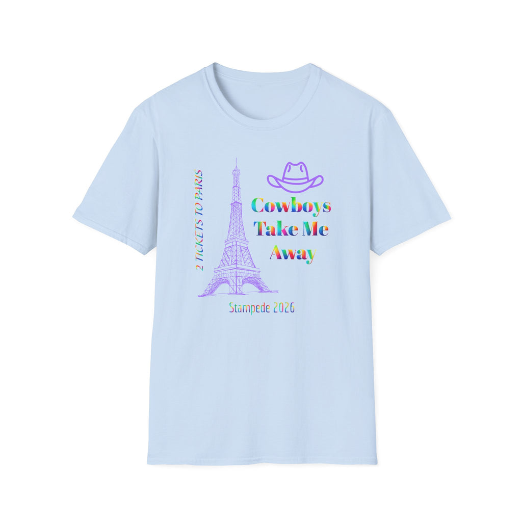 Stampede Pride | Rainbow Tee | Cowboys Take Me Away T‑Shirt — Eiffel Tower