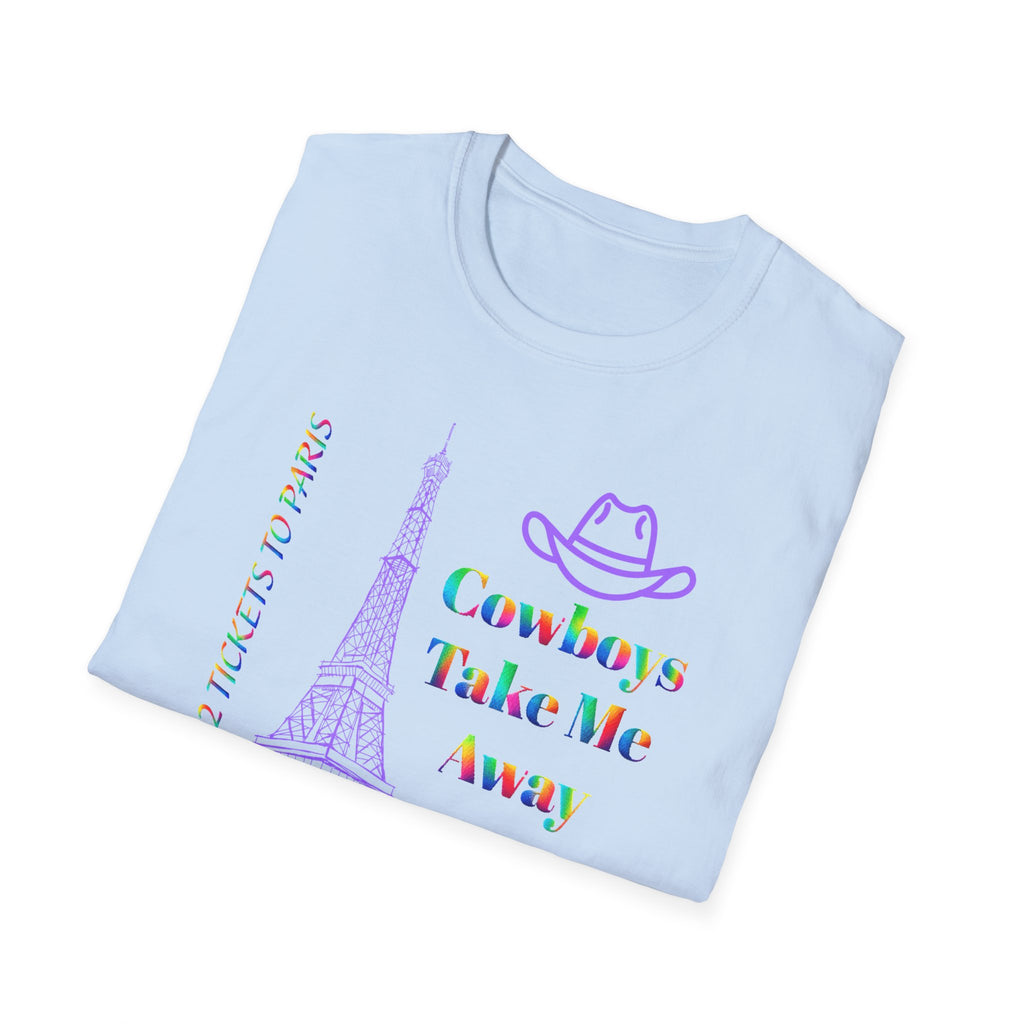 Stampede Pride | Rainbow Tee | Cowboys Take Me Away T‑Shirt — Eiffel Tower