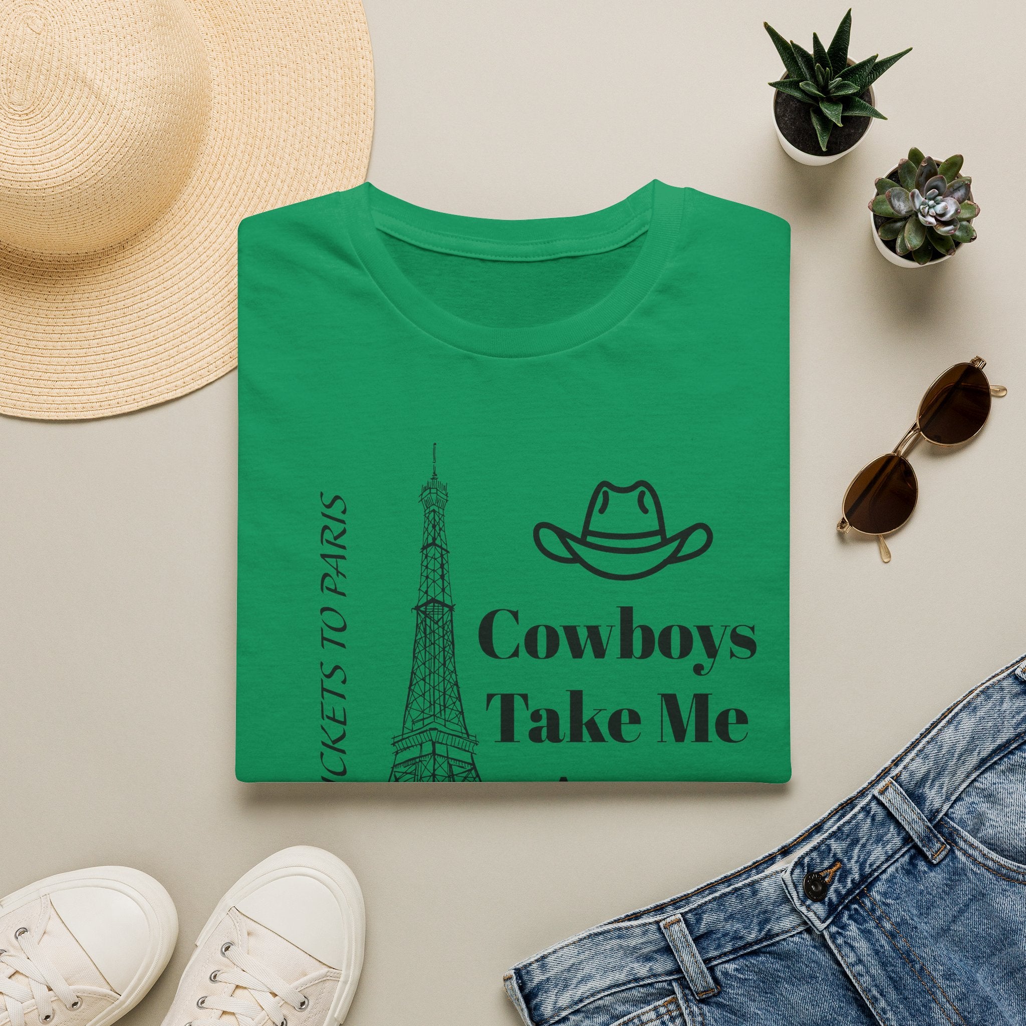 Stampede Pride | Cowboys Take Me to Paris Tee — Paris Eiffel Tower Cowboy Hat Graphic T-Shirt