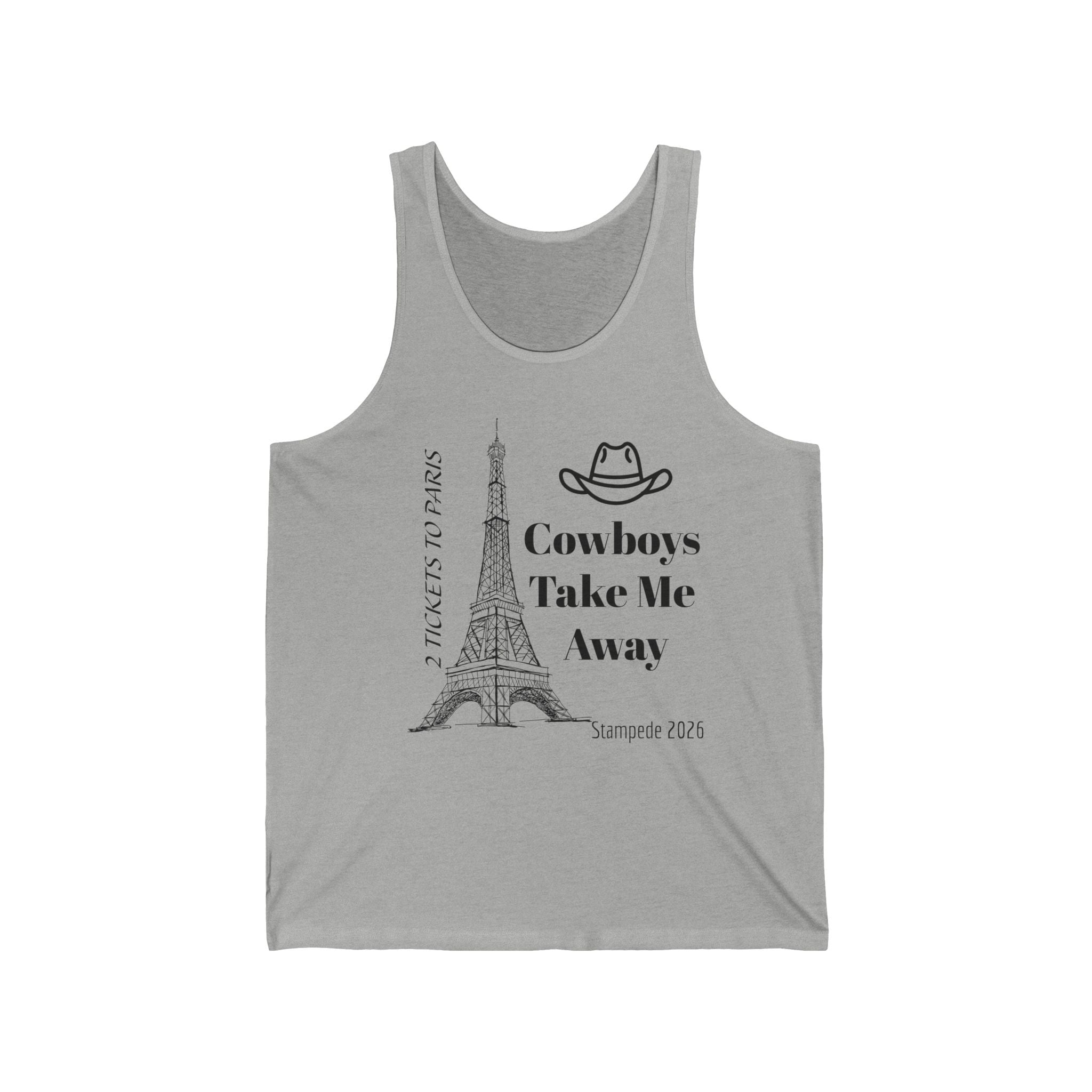 Stampede Pride | CowboyTake Me Away Tank Top – Paris Eiffel Tower Cowboy Hat Graphic