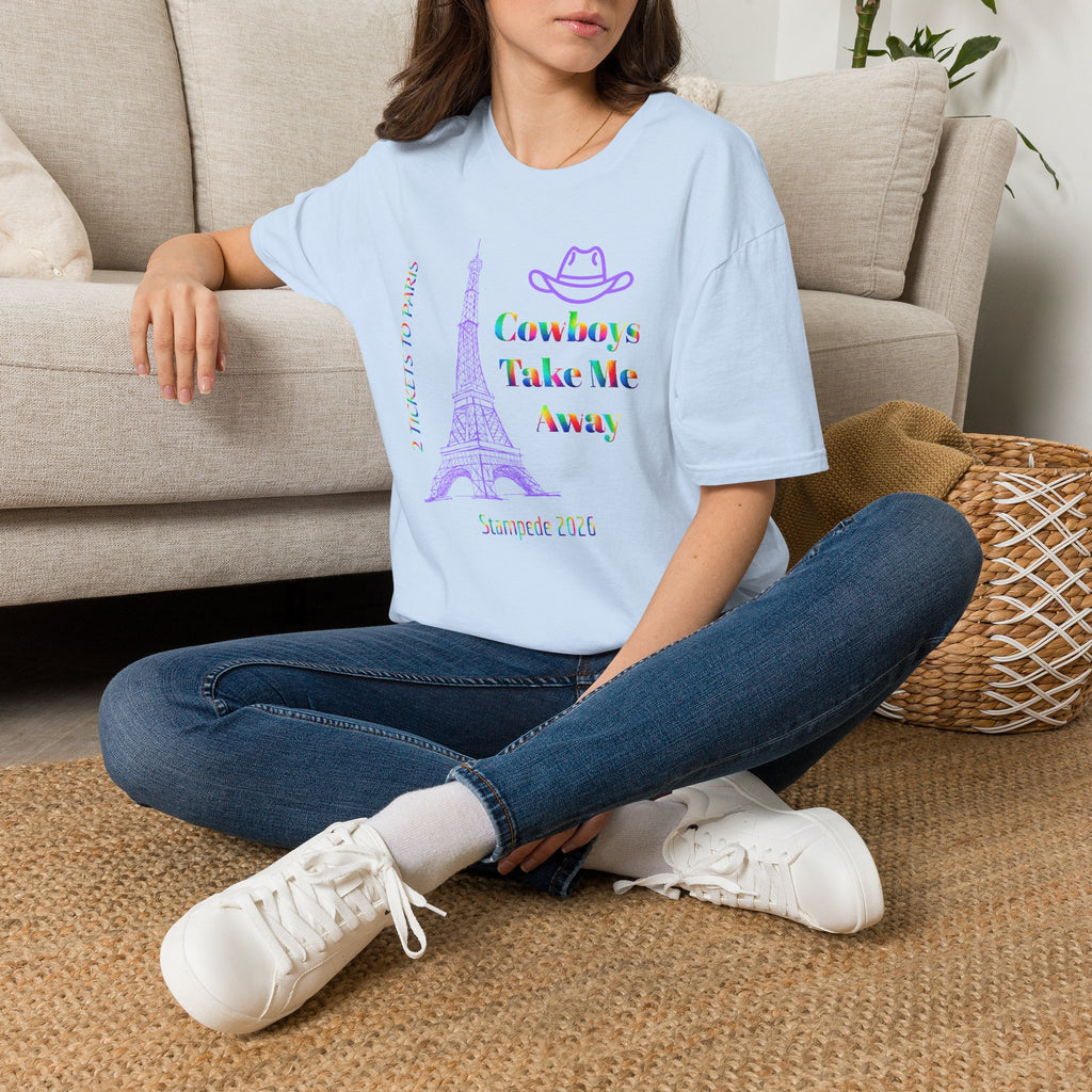 Stampede Pride | Rainbow Tee | Cowboys Take Me Away T‑Shirt — Eiffel Tower