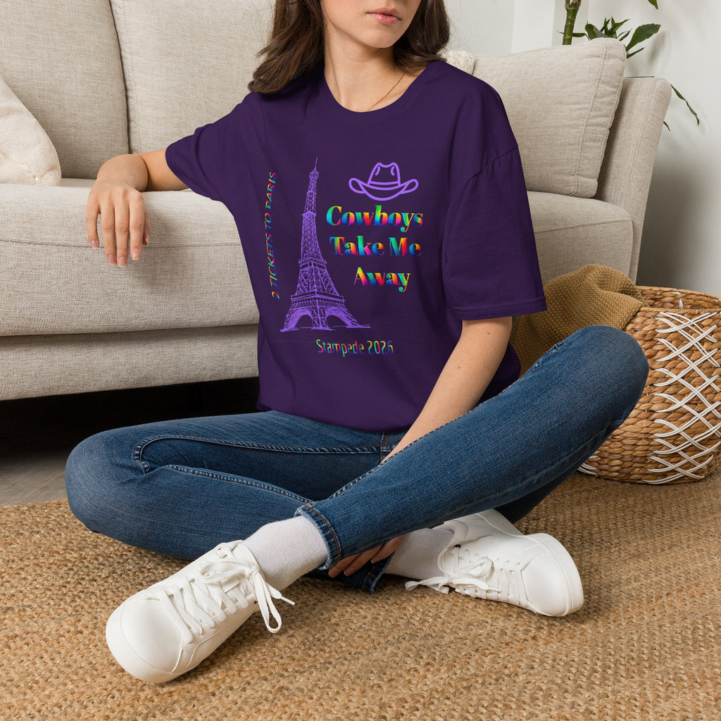 Stampede Pride | Rainbow Tee | Cowboys Take Me Away T‑Shirt — Eiffel Tower