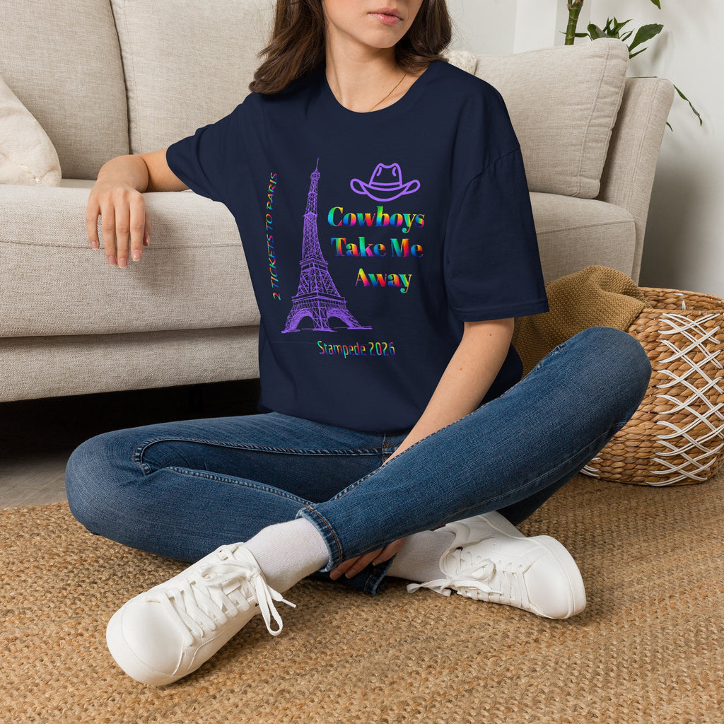 Stampede Pride | Rainbow Tee | Cowboys Take Me Away T‑Shirt — Eiffel Tower