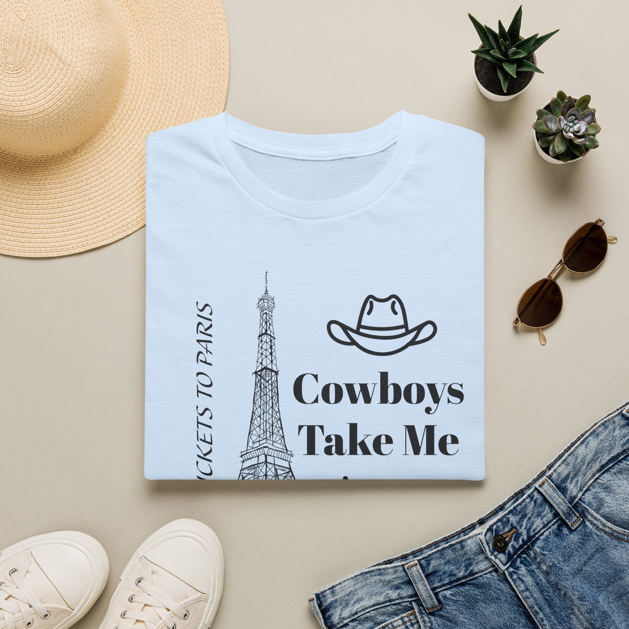 Stampede Pride | Cowboys Take Me to Paris Tee — Paris Eiffel Tower Cowboy Hat Graphic T-Shirt