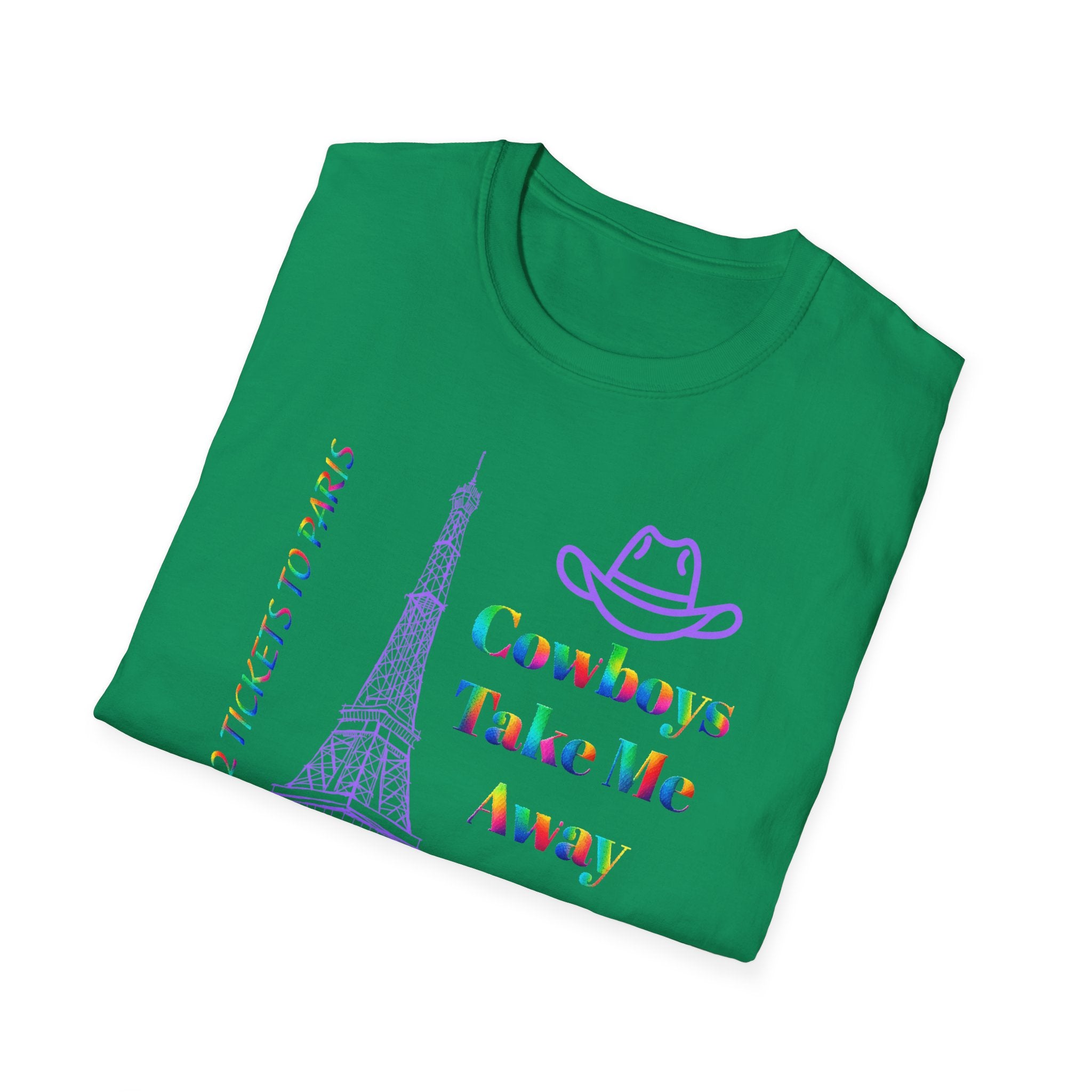 Stampede Pride | Rainbow Tee | Cowboys Take Me Away T‑Shirt — Eiffel Tower