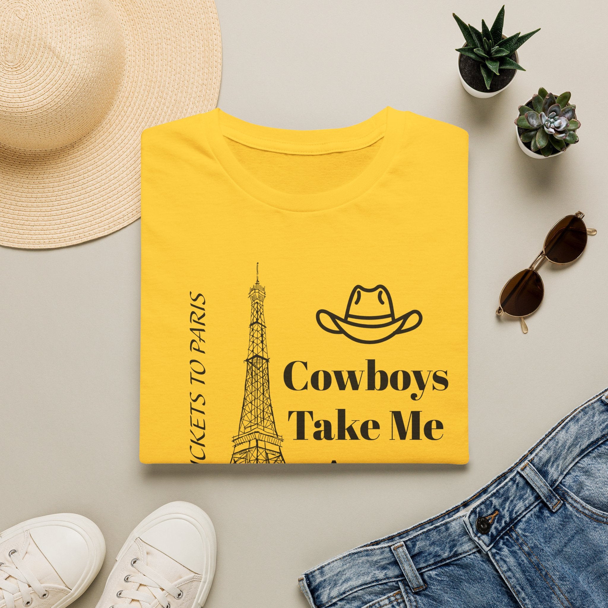 Stampede Pride | Cowboys Take Me to Paris Tee — Paris Eiffel Tower Cowboy Hat Graphic T-Shirt
