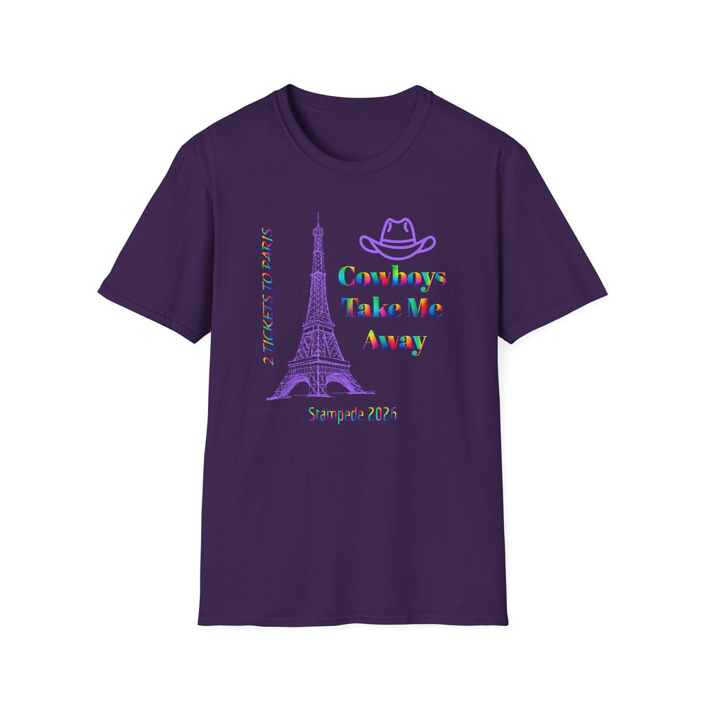Stampede Pride | Rainbow Tee | Cowboys Take Me Away T‑Shirt — Eiffel Tower