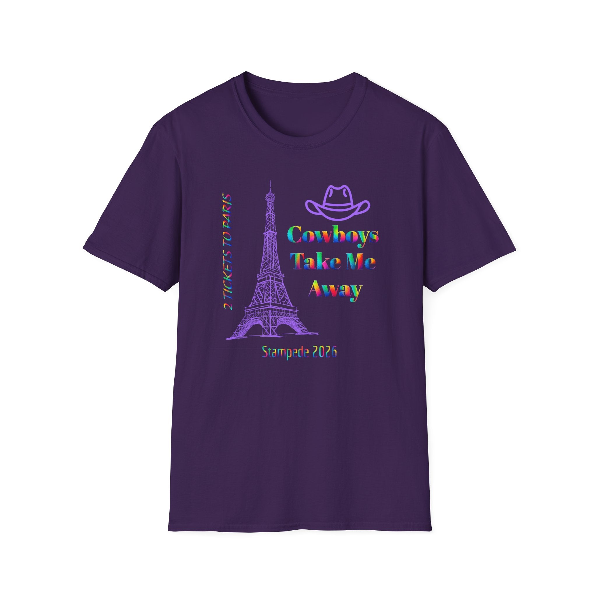 Stampede Pride | Rainbow Tee | Cowboys Take Me Away T‑Shirt — Eiffel Tower
