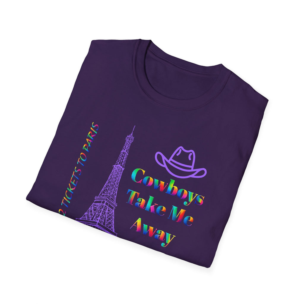 Stampede Pride | Rainbow Tee | Cowboys Take Me Away T‑Shirt — Eiffel Tower