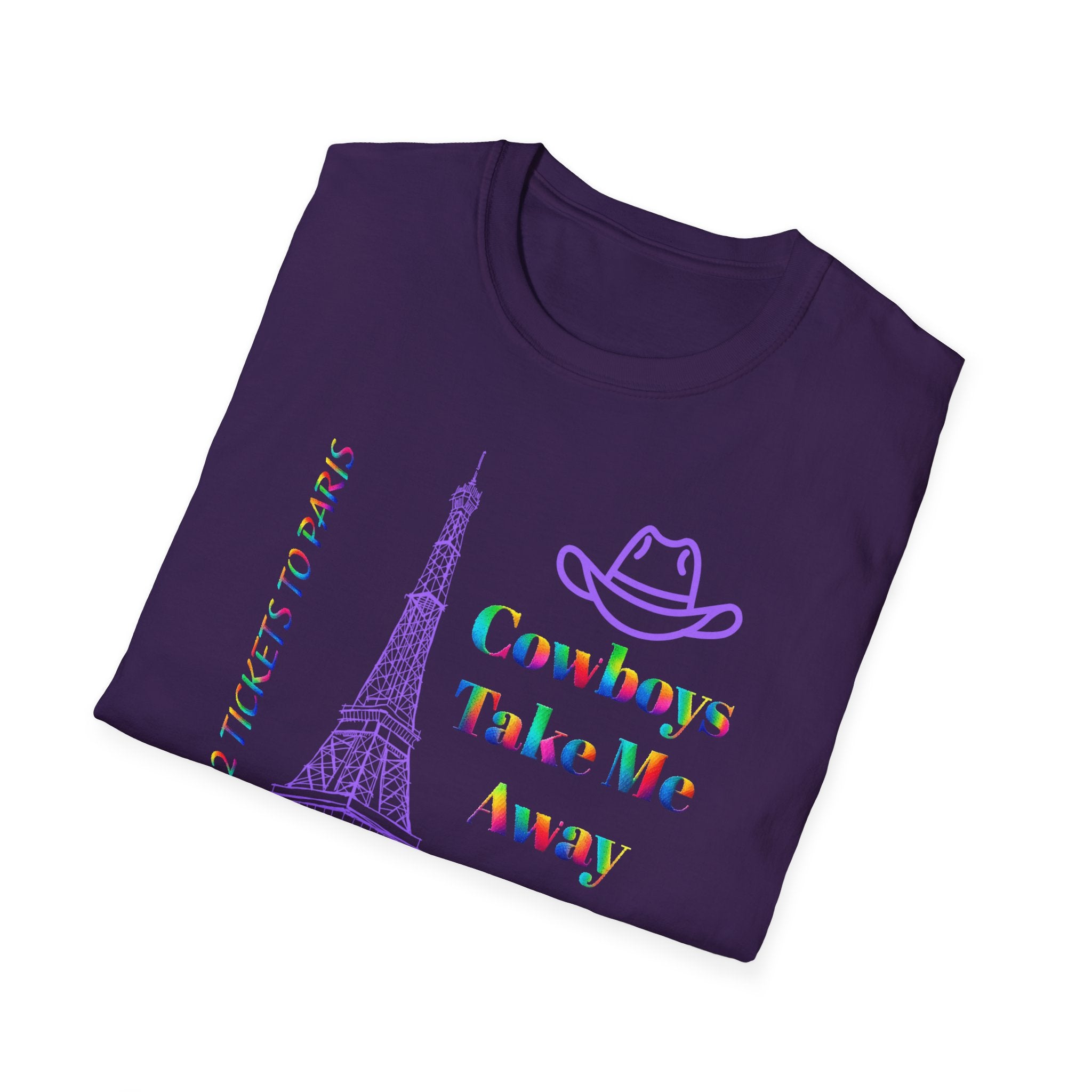 Stampede Pride | Rainbow Tee | Cowboys Take Me Away T‑Shirt — Eiffel Tower